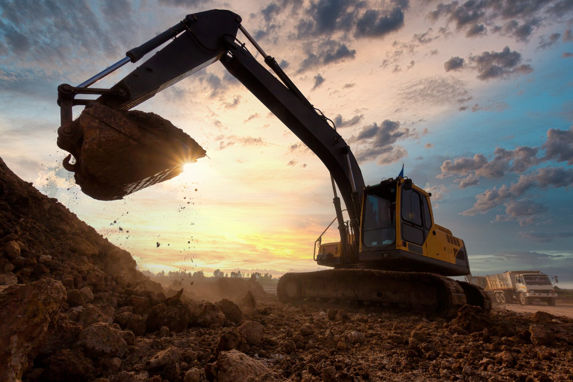 excavator earthmoving works construction-site